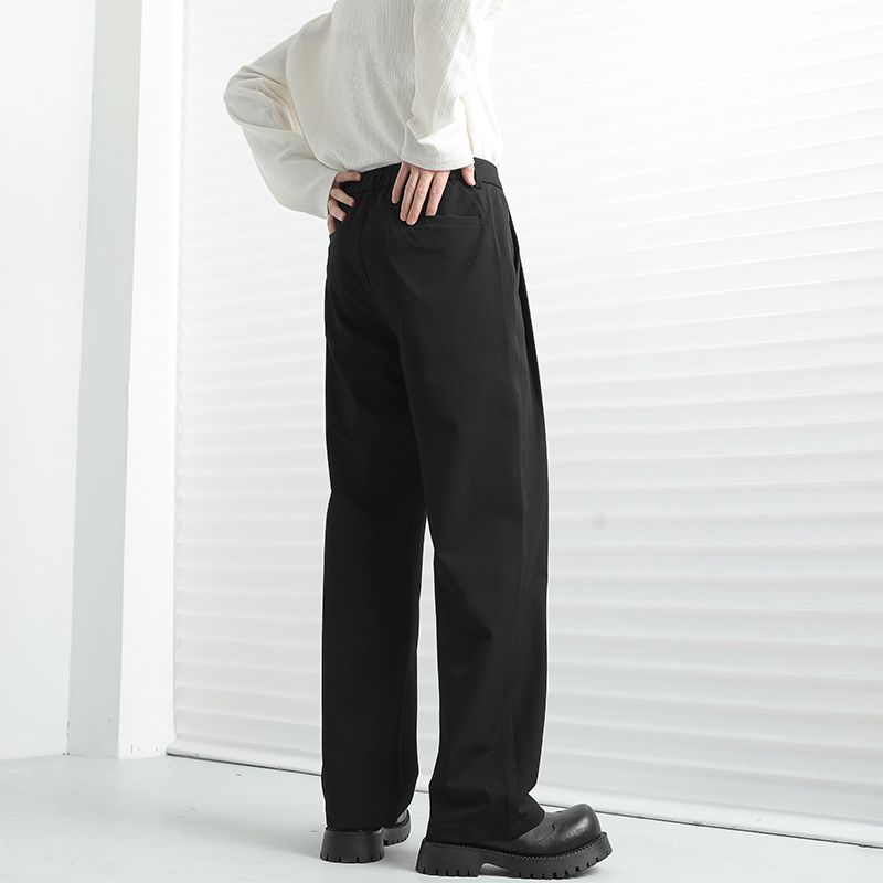 Trendy Brand Anti-wrinkle and Drape Casual Trousers Men's Trend Versatile Loose Wide-leg Straight Trousers