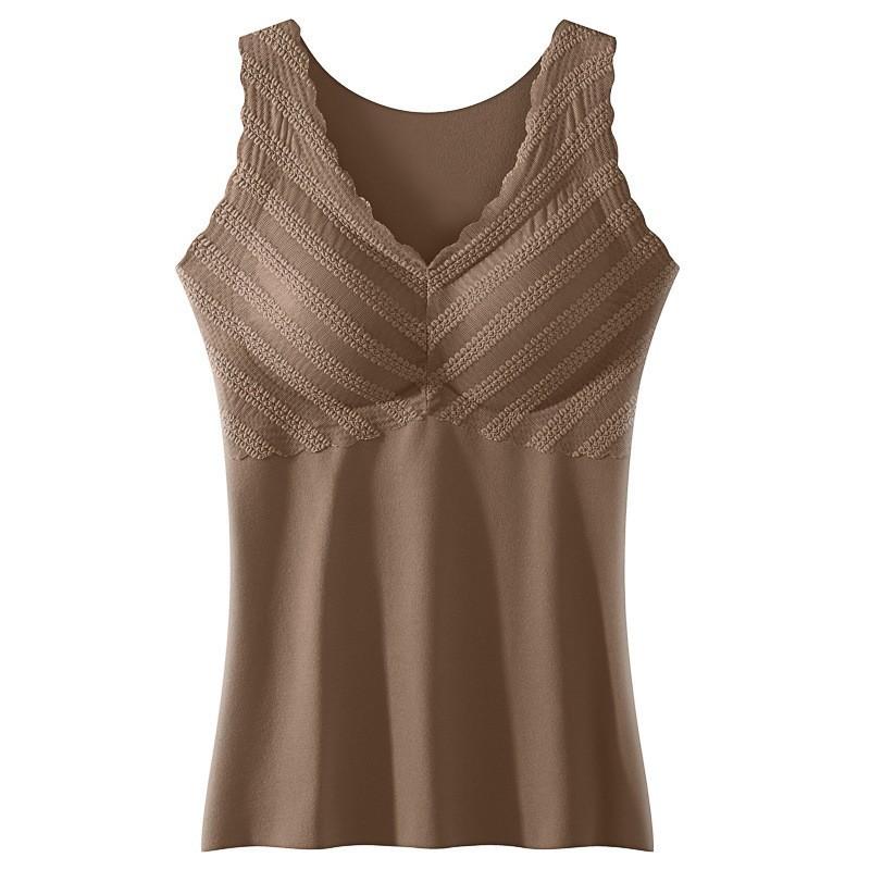 Version German Velvet Thermal Vest for Women with Chest Pads, Velvet and Thickened New Thermal Underwear Bottoming Shirt for Women's Autumn Clothes