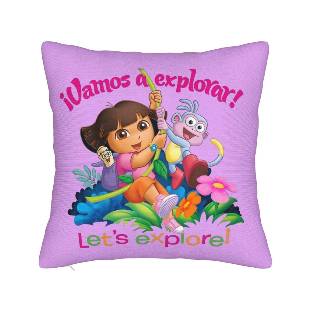 DDoras  and Boots Square Pillowcases Polyester Couch  Cushion Case Creative Decor Pillow Cover 4040