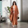 MQ137 Women's Solid Color Cardigan Robe Abaya - Middle Eastern Turkish Style
