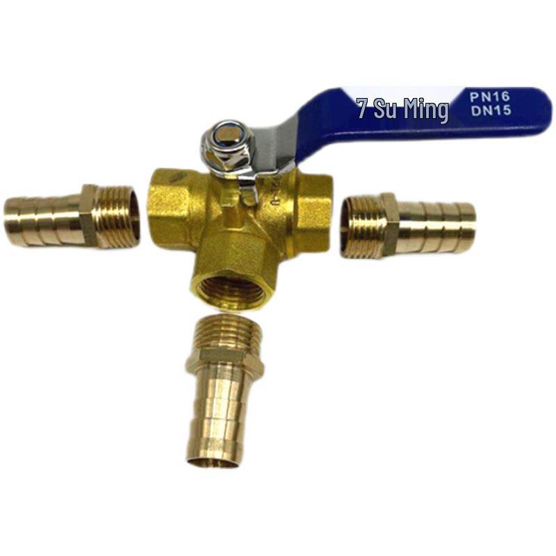 Copper Pagoda Nozzle: Three-Way Ball Valve for Water, Oil, and Air Circuits; Heater & Air Conditioner Hose Tee Switch.