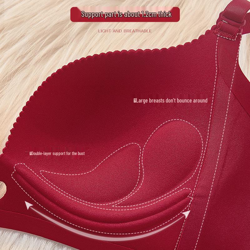 Oryginalna Czerwona Bielizna Ślubna Push-Up Zestaw Biustonosza z Bocznym Wsparciem