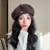 Metal Standard Woolen Beret Women's Autumn and Winter Temperament Versatile Face Little Painter Hat Retro Newsboy Hat