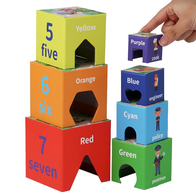 Zahlen Stapelwürfel Kinder Sortierspiel Stapeln Zuordnen Spielzeug Motoriktraining Kreativer Holzturm Balancierklötze Spielzeug
