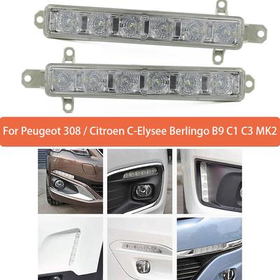 Daytime Running Light Assembly For Peugeot 308 2013- For Citroen C-Elysee Berlingo B9 C1 C3 MK2 2005- Fog Lamp Assembly
