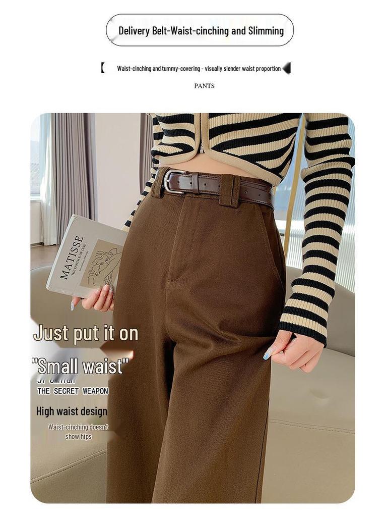 Women's Petite High-Waisted Tencel Washed Cotton Wide-Leg Slimming Cropped Pants