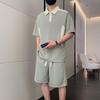 Herr sommar set med isilke pikétröja och shorts