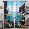 Marine Animal World Blackout Curtain for Room 2 Panel Elegant Room Curtains Partition Halloween Decoration Shades Living Kitchen