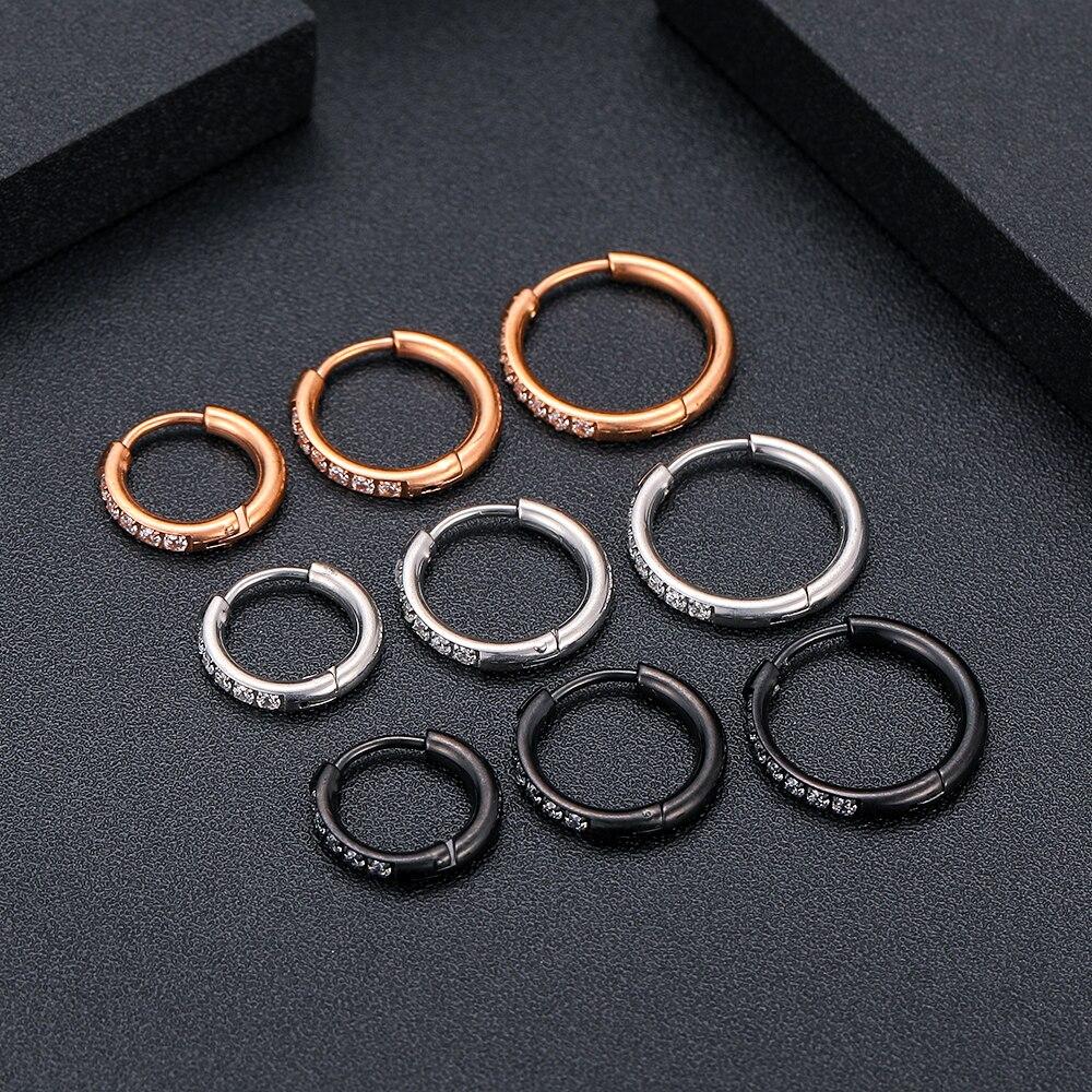 1 Paar Kristall-CZs-Nasenring-Clicker-Ohrring-Piercings, funkelnder Roségold-Stahl, Nariz-Piercing, Ohrknorpel, Tragus, Gothic-Schmuck