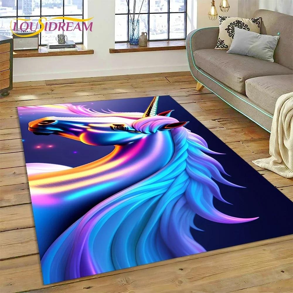 3D Cute Dream Unicorn Cartoon Girl Carpet Rug for Bedroom Living Room Home Sofa Decoration,Children Game Large Decor Floor Mat