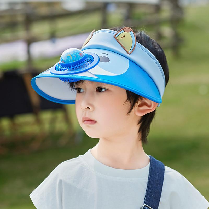 

Childrens Summer Sun Hat With Large Brim And Fan For Kids Outdoor Protection королевский синий