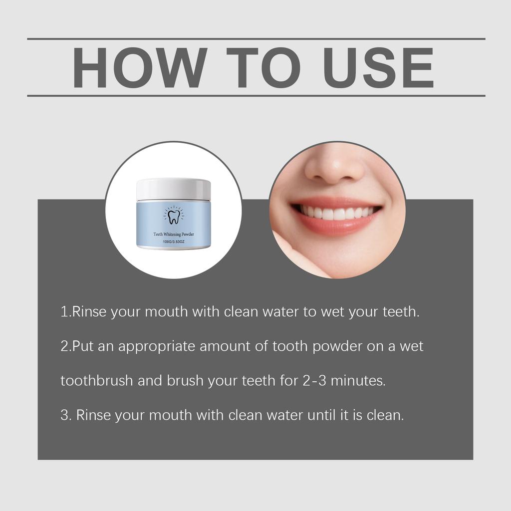 AMZ Brightening Cleaning Tooth Powder Freshens Breath, Gently Cleans and Brightens Teeth, Portable and Fine Tooth Powder