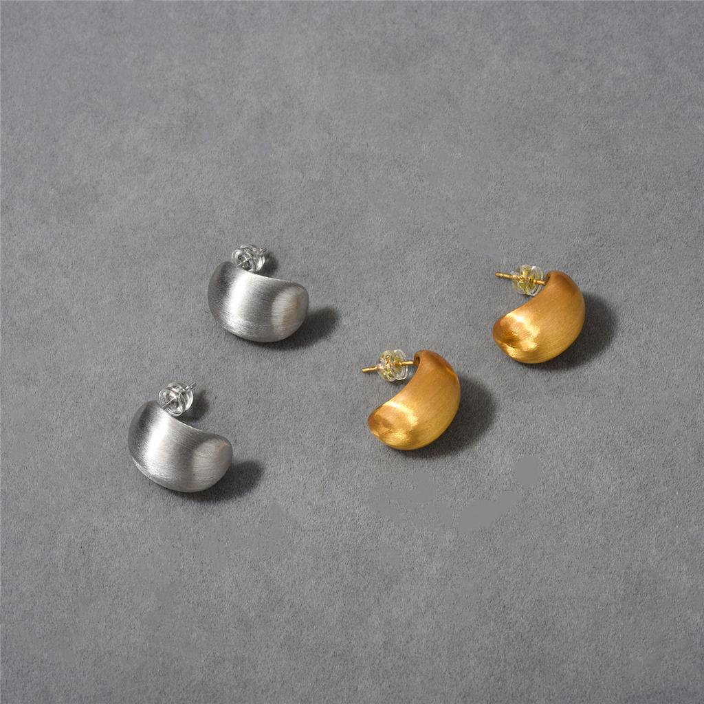 Summer Brushed Matte Stud Earrings, Earrings, Niche Design, Simple Temperament, Cold Wind Earrings, Women