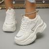 Fashion White Chunky Platform Sneakers Women Breathable Mesh Sports Running Shoes Woman Fashion Anti Slip Thick Sole Sneakers