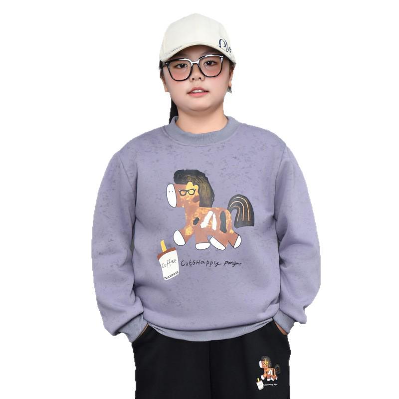 Plus Size Velvet Hoodie for Chubby Girls, Ages 7-15 – Slimming Autumn/Winter One-Piece Base Layer