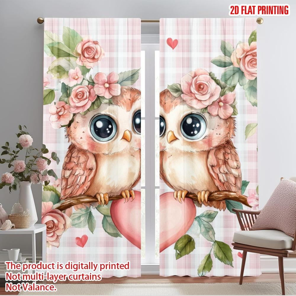 

2 шт., 2D принт на ткани, Шторы и оконный декор, Милые совы, Полиэстеровая ткань (без удилища) Внутренние украшения Ldeal для 52.50×116.00 CM 2pcs
