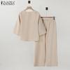 ZANZEA Set completo casual a due pezzi con camicetta e pantaloni da donna