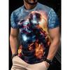 Men's Cartoon Iron Man Pattern 3D Embroidery Summer Quick-Dry Breathable Casual Round-neck Short-Sleeve T-Shirt