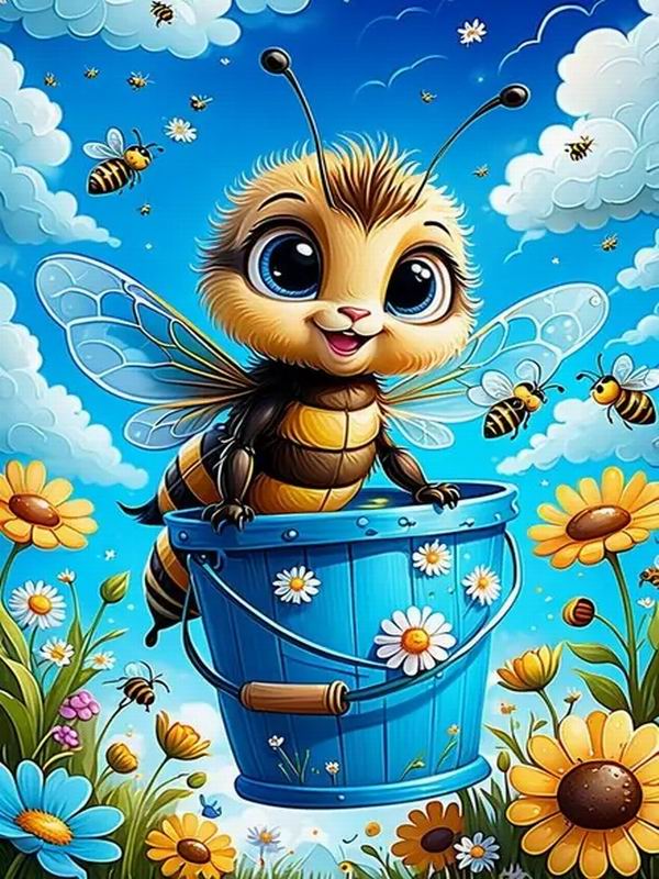 

Алмазная картина, новая коллекция 2024, пчелиный цветок, сделай сам, полная квадратная круглая дрель, стразы, вышивка, цветная цветочная мозаика, наборы для вышивки крестом Round drill 30x40cm