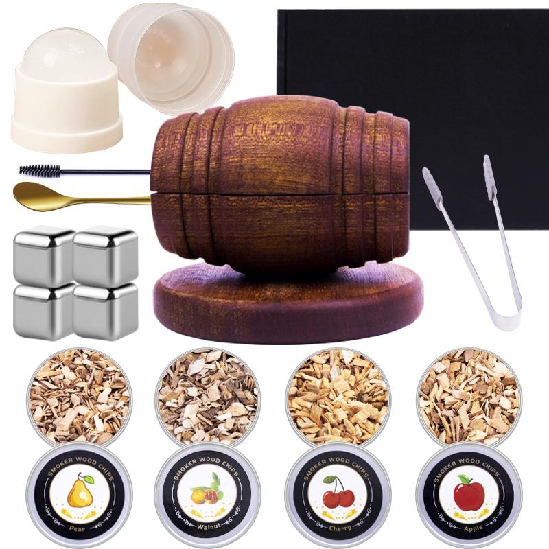 Kit Affumicatore per Cocktail Modello Barile Con Trucioli di Legno-4 Gusti Infusore Affumicatore per Bevande Old Fashioned Per Bar Bevande Cucina