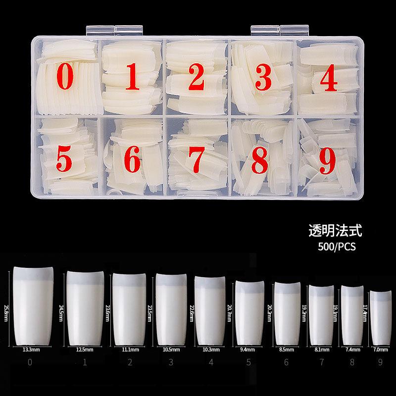 

Nail Art 500 шт./коробка для ногтей, накладные ногти для французского дизайна ногтей, накладные ногти для французского дизайна, накладные ногти, натуральные и прозрачные