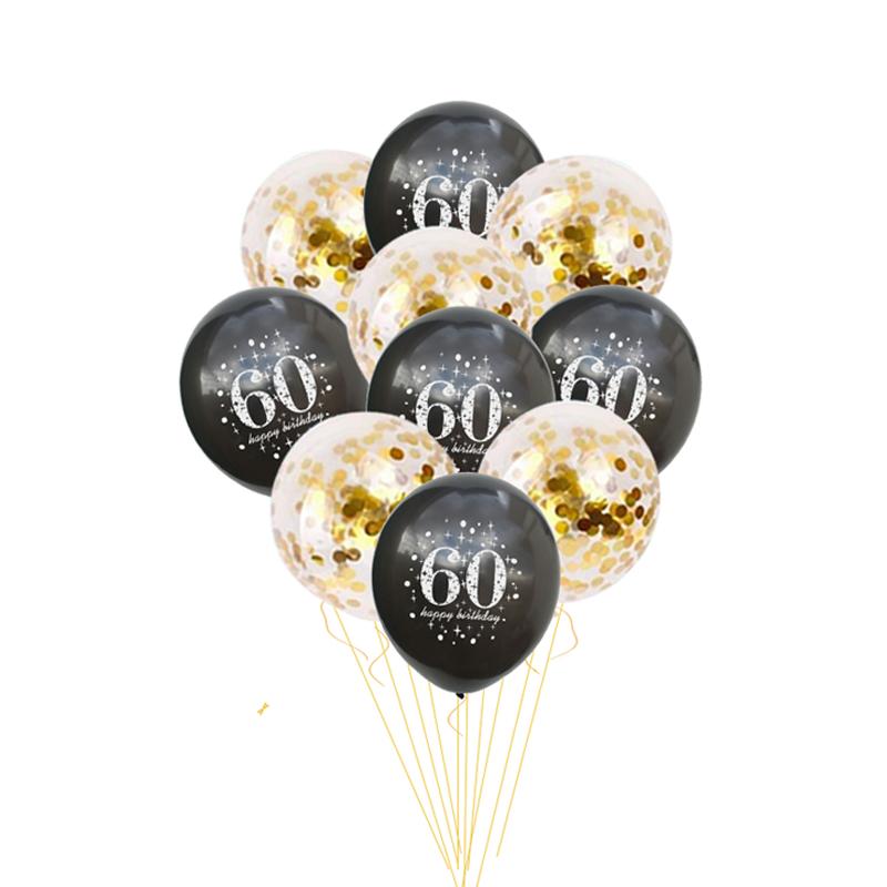 Black Gold 30 40 50 60 Years Birthday Party Confetti Balloon 30th 50th Birthday Party Decorations Adult Party Ballon Air Globos