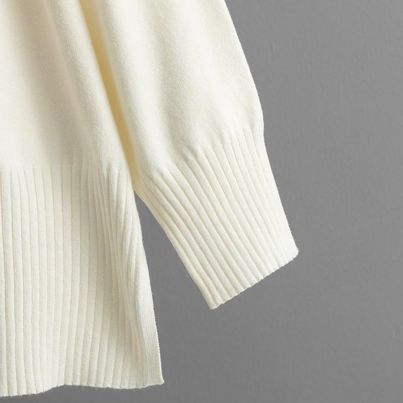 GMXIA Ležérní styl Kulatý výstřih Rozparkový svetrový set pro ženy, Dva volné a měkké pletené svetry na podzim a zimu