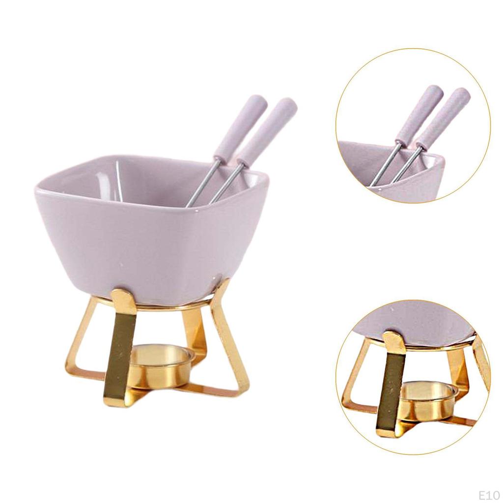 Chocolate Fondue Pot Butter Heater Small Kitchen Appliances Creative Hotpot with 2 Forks