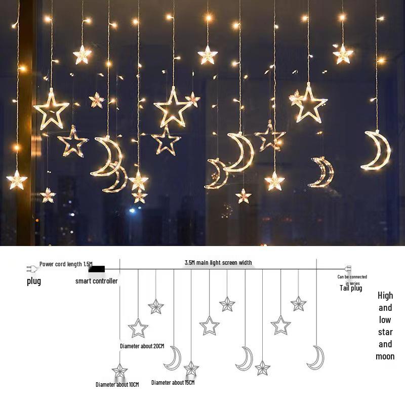 

Светодиодные гирлянды-шторы с колокольчиками, оленями и елочным декором для использования в помещении
