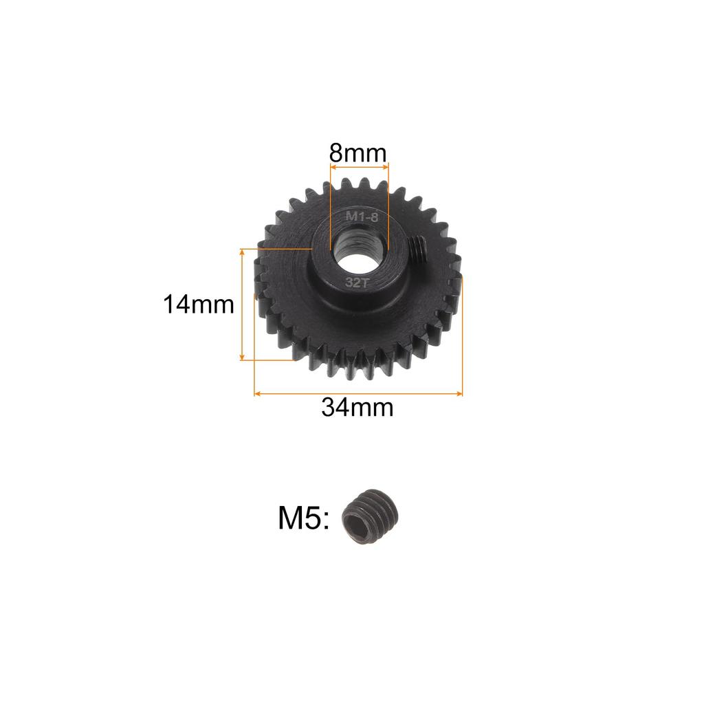 Uxcell Model 1 32T Pinion Gear, 8mm Bore Hardened Steel Motor Rack Spur Gear for RC Car Truck Gear Drive