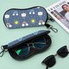 Portable Printed Felt Zipper Eyeglass Case Shockproof Sunglasses Storage Pouch With Carabiner for Daily Travel Outdoor Use