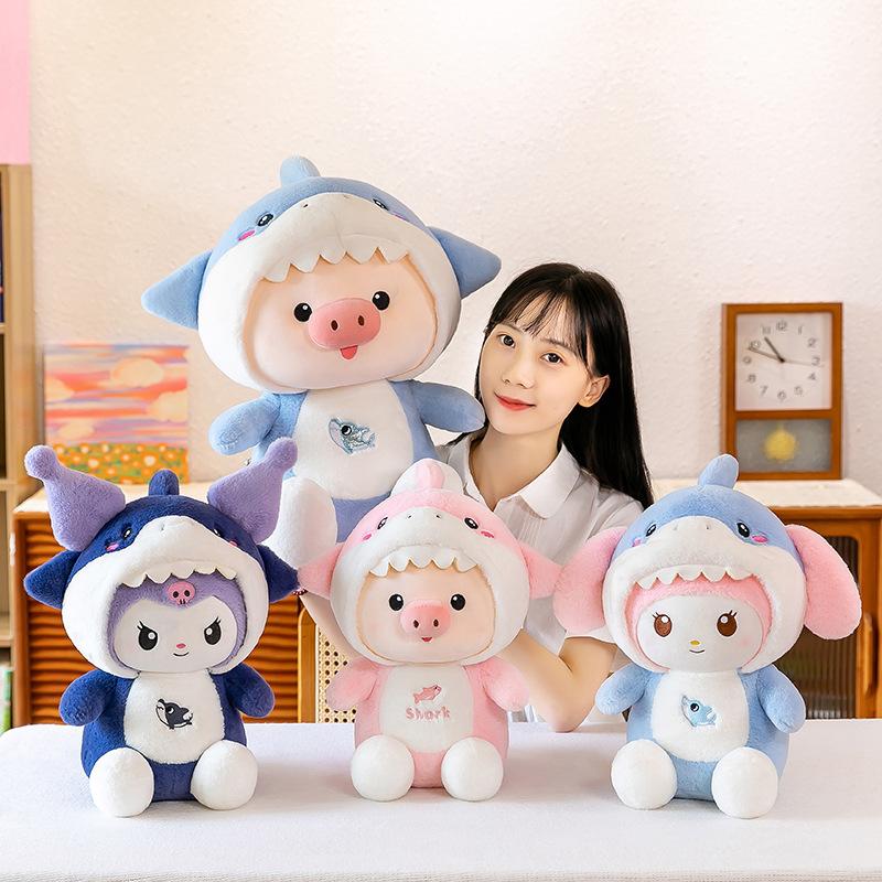 Creative Transformation Shark Kullo Mi Melody Doll Shark Pig Plush Toy Children's Sleeping Pillow Woman