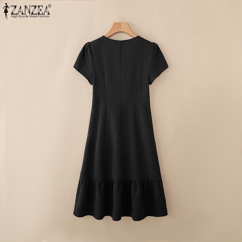 ZANZEA Women Summer Casual V-Neck Short Sleeve Dress