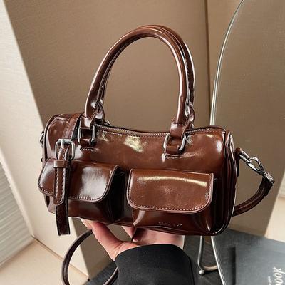 Retro High-End Small Bag Portable Bowling Women'S Bag Multi-Pocket Design Boston Bag