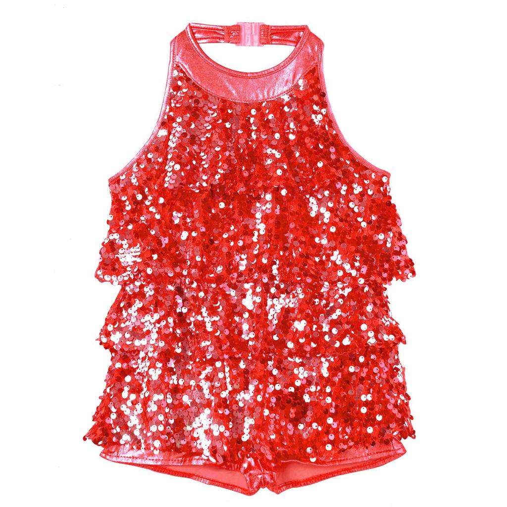 Girls Kids Shiny Ballet Tutu Dress Modern Jazz Latin Dance Outfit Stage Performance Dancewear Costume