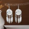 Ethnic Miao Silver Tassel Earrings - Retro Long Dangle Scenic Studs for Women