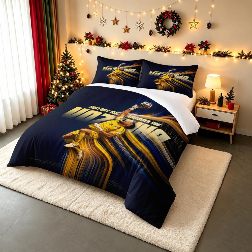 3 Piece Bedding Set Brazil National Team Goalkeeper Save History Remember Yellow Print Duvet Cover for Men Fan Gift