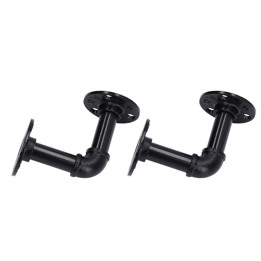 Pipe Shelf Brackets Iron Black Retro Wall Mounted Clapboard Support Frame Racks Set