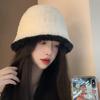 Plush bucket hat women's autumn and winter knitted basin hat winter warm bucket hat