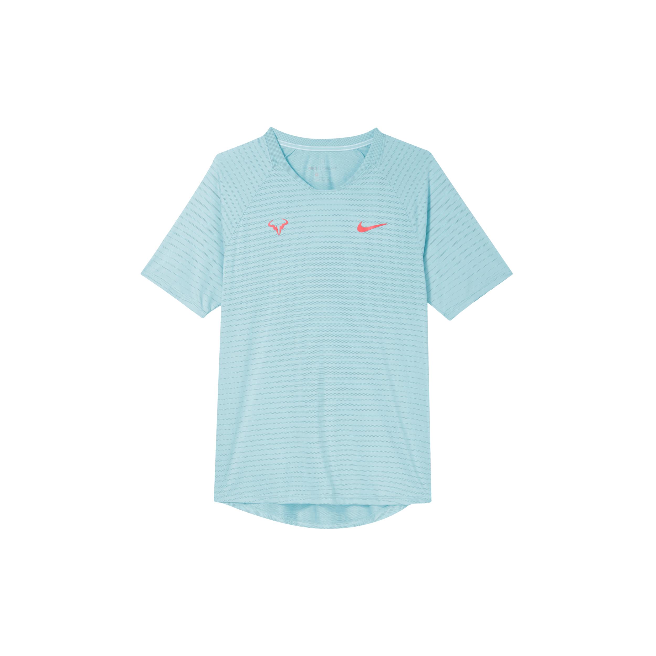 Nike Tennis Tops Men s Polar Blue/Laser Red Crew Neck Moderate CI9153-445 XL