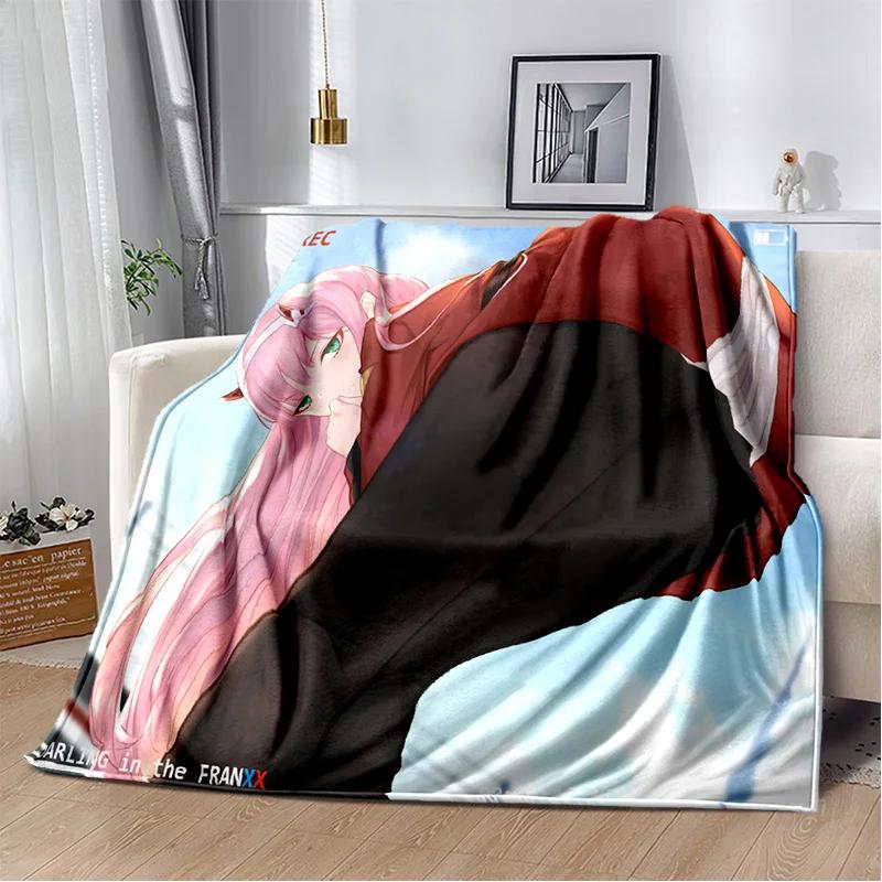 3D Sexy Girl Zero Two DARLING In FRANXX Soft Plush Blanket,Flannel Blanket Throw Blanket for Living Room Bedroom Bed Sofa Picnic