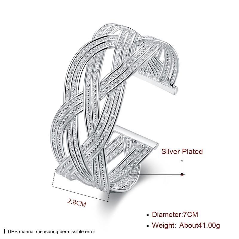 Bijuterii din argint 925 de modă Brățară și brățară țesută mare pentru femei Brățări simple cu manșetă deschisă Bijuterii pentru femei Cadouri de petrecere