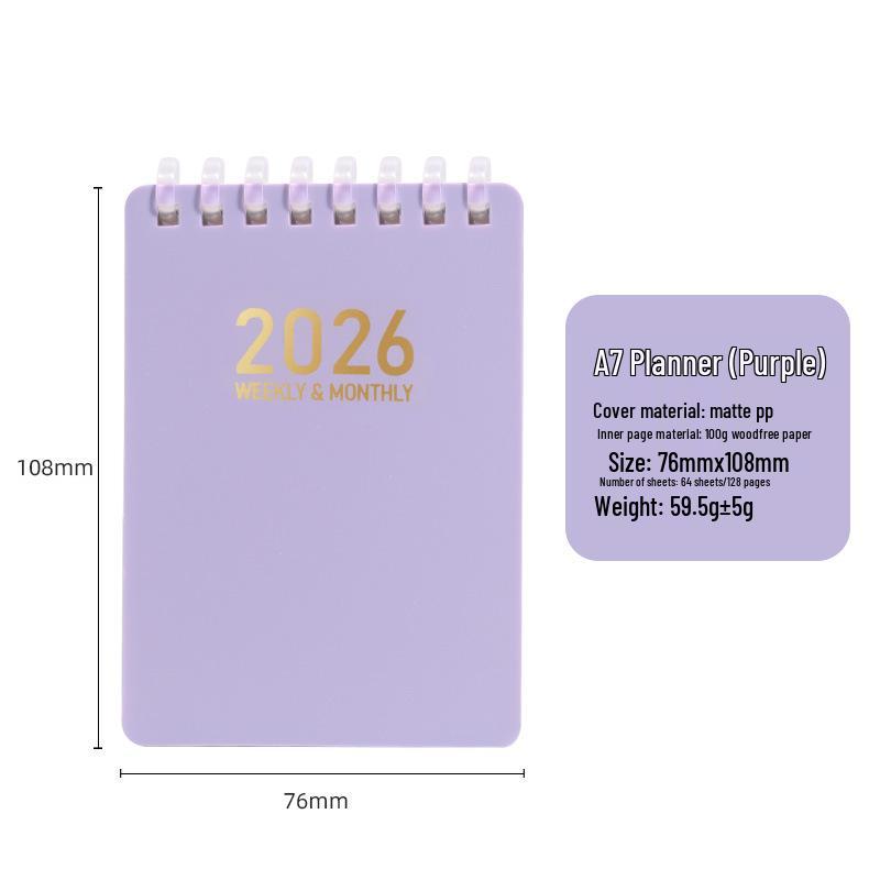 2026 A7PP Pocket Coil Daily Planner Notebook