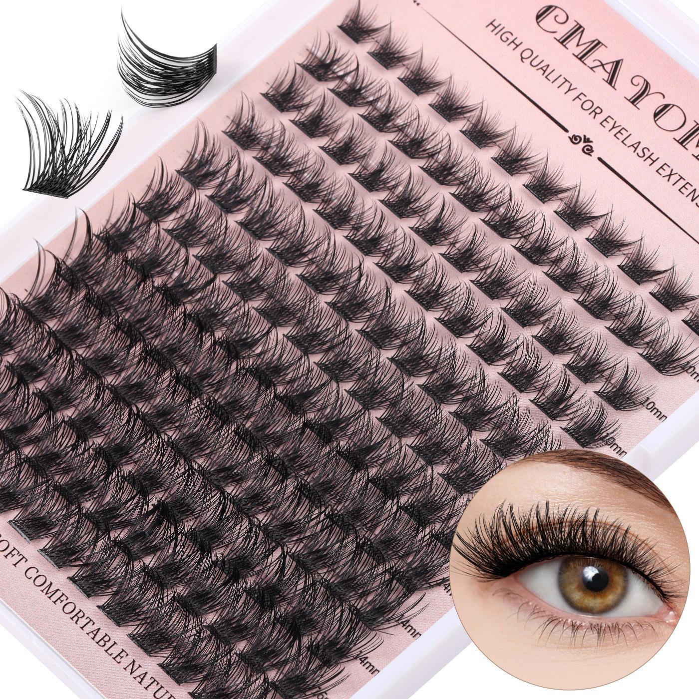 Сделай сам Сегментированный Одиночный Пучок Волос 8-16 мм Имитация Ресниц с Клеем Пинцет Набор