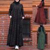 Women's Back Zipper Printed Vintage Cotton and Linen Multi-Layer Dress