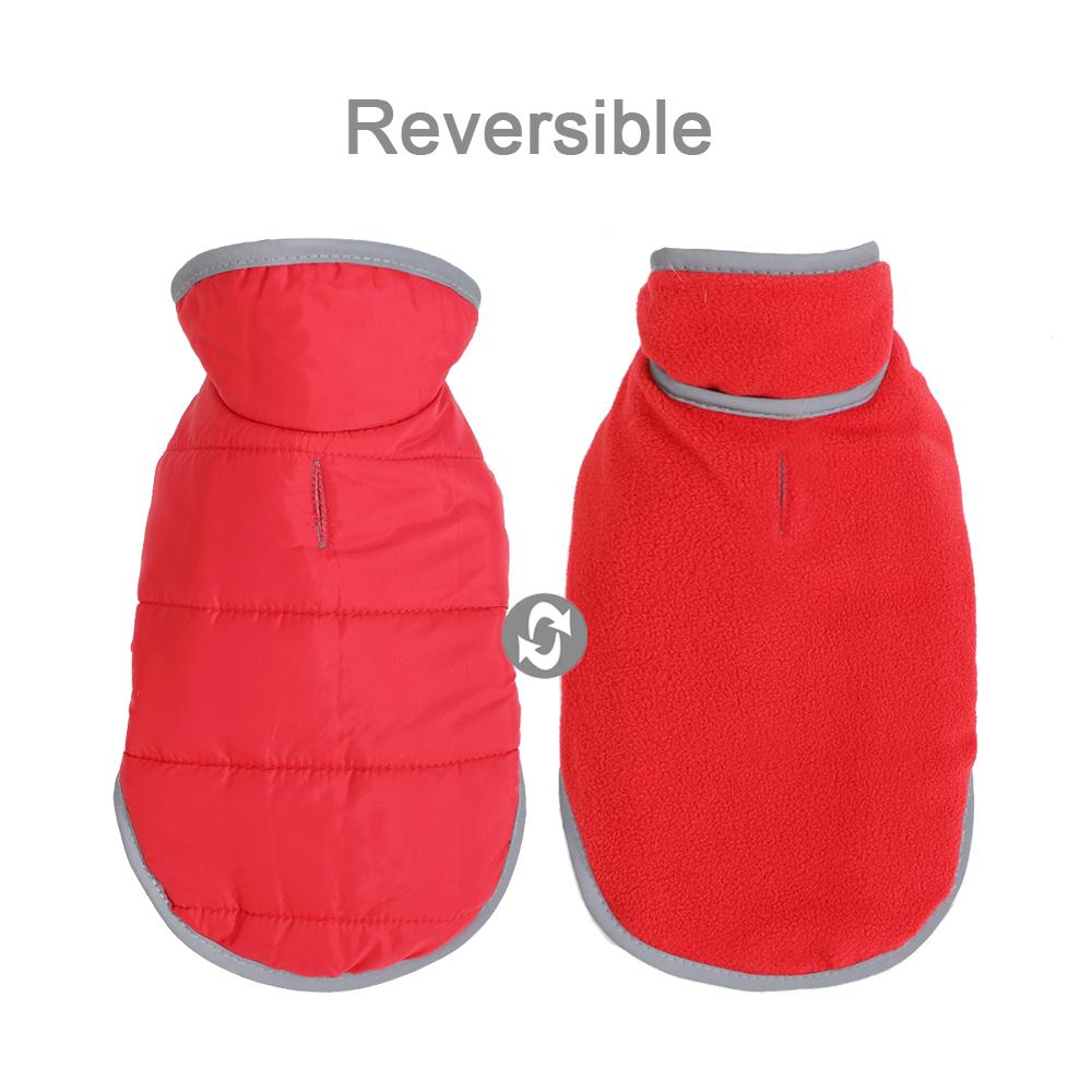 Pet Dog Coat Winter Reflective Clothes For Small Medium Dogs Cat Reversible Puppy Vest Jacket With Leash Hole Yorkie Pug Costume