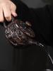 Teapot purple pottery material large capacity pure hand-carved retro relief desktop ornament household Chinese gift rotary pot
