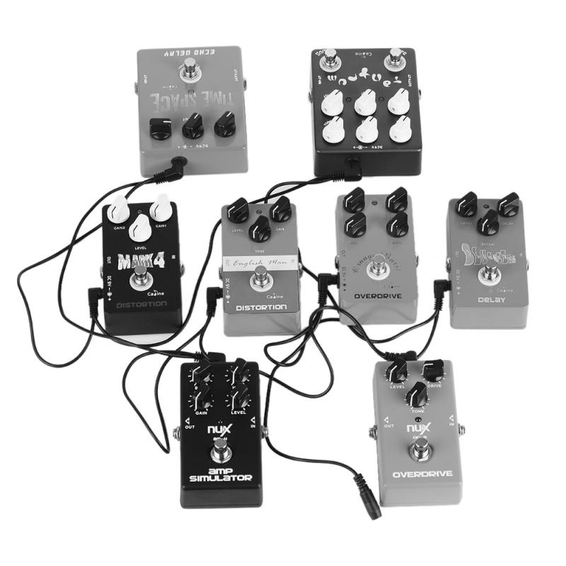 9V DC 1 To 3/4/5/6/8 Way Bend Angle Plug Daisy Chain Adaptor Cable Power Cord for Electric Guitar