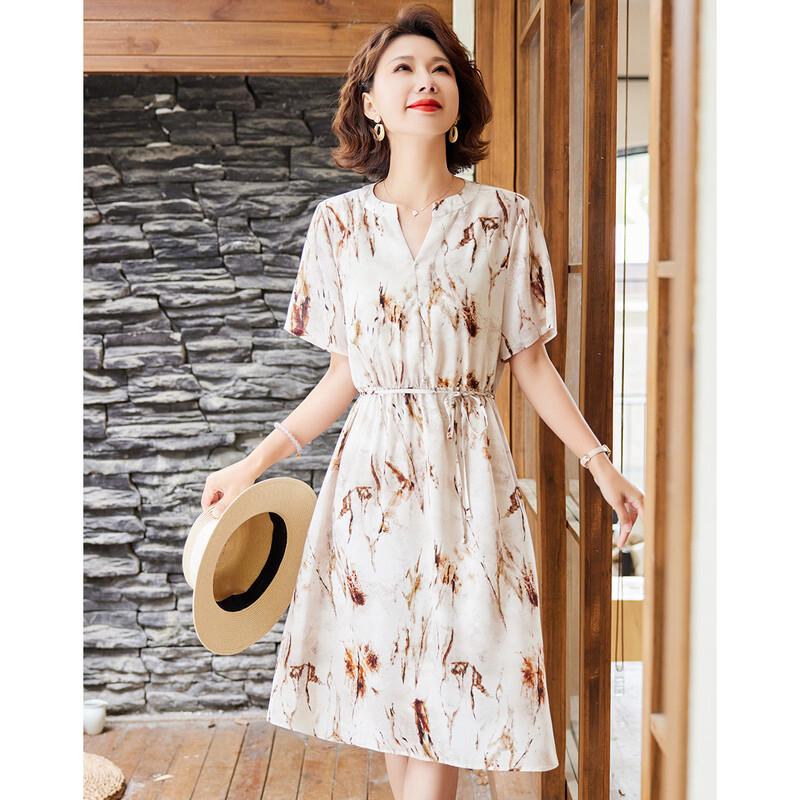 Pasite Women s Printed V-neck A-line Midi Dress 3XL