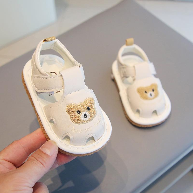 Sommer neue Baby Kleinkind Schuhe 0-1 - 2 Jahre altes Baby weichbesohlt Bär Tasche Kopf genannt Schuhe fallen nicht ab Sandalen atmungsaktiv